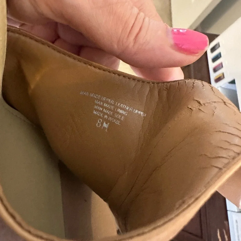Gianni Bini Platform Heels Ankle Strap Peep‎ Toe Woven Tan Brown